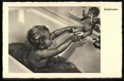 AK Die Puppe soll auch in der Wanne baden