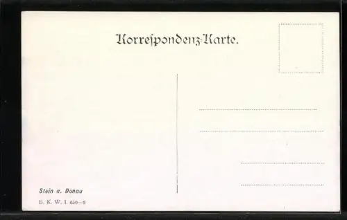 Künstler-AK Fritz Lach: Stein a.d Donau, Ruderboot vor der Ortschaft