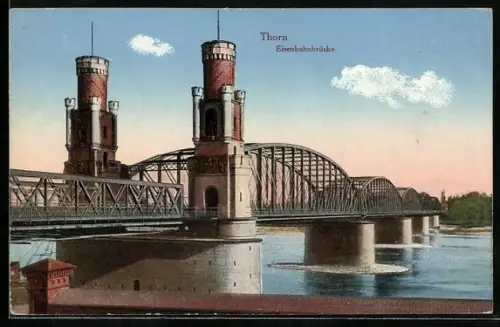 AK Thorn / Torun, Partie an der Eisenbahnbrücke