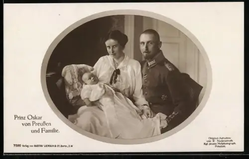 AK Prinz Oskar von Preussen in Uniform & Familie