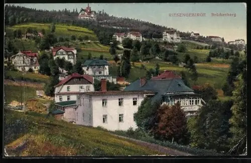 AK Brückenberg, Ortspartie vom Berg gesehen