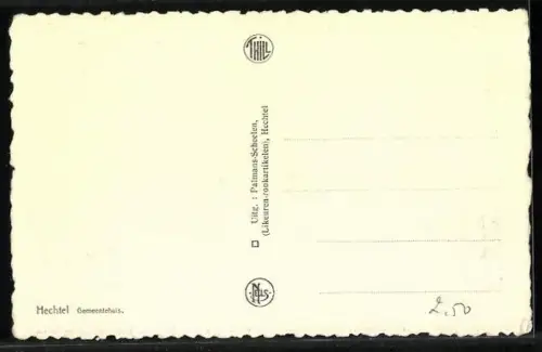 AK Hechtel, Gemeentehuis, Strassenpartie am Rathaus