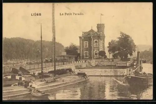 AK Liege, Petit Paradis, Frachtschiffe, Dampfer