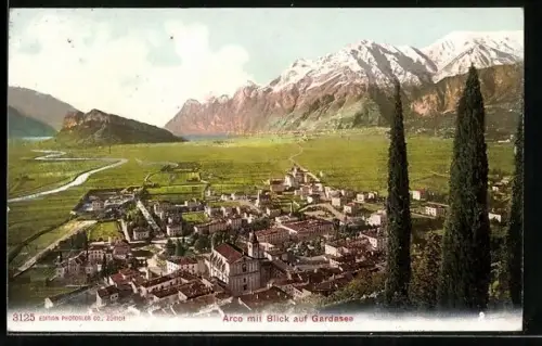 AK Arco, Totalansicht mit Blick auf den Gardasee