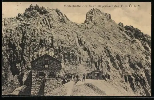 AK Meilerhütte, Blick auf Berghütte und Gebirge
