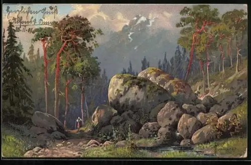 Künstler-AK Robert Kämmerer: Waldpartie