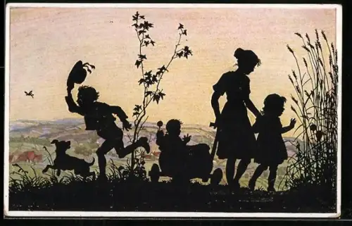 Künstler-AK Rolf Winkler: Sommerlust, Silhouetten