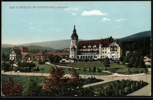 AK Bad Flinsberg im Isergebirge, Kurhaus mit Anlagen
