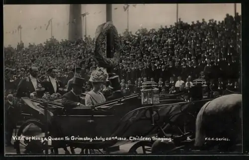 AK Grimsby, VIsit of King and Queen July 22nd 1912, Children Singing