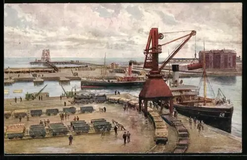 Künstler-AK Immingham, Deep Water Dock