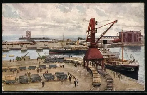 Künstler-AK Immingham, Deep Water Dock