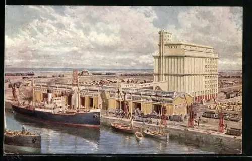 Künstler-AK Immingham, Deep Water Dock