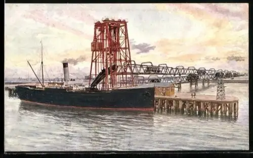 Künstler-AK Immingham, Deep Water Dock