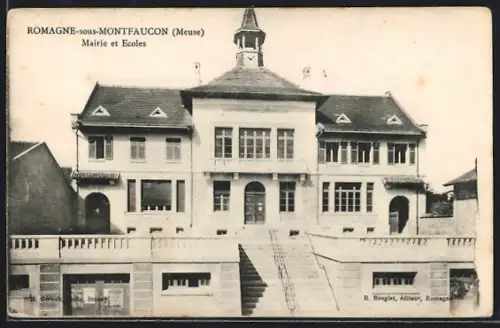 AK Romagne-sous-Montfaucon, Mairie et Ecoles