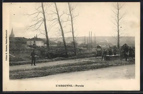 AK Parois, Ortsansicht mit Soldaten