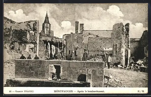 AK Montfaucon, Après le bombardement, Guerre 1914-1915