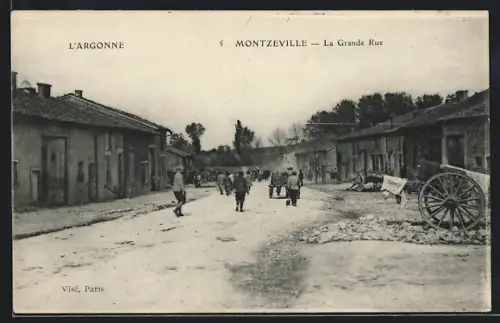 AK Montzeville /Argonne, La Grande Rue, Strassenpartie