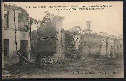 AK Mussey, Bataille de la Marne du 6 ou 12 Sept 1914, Effets du bombardement