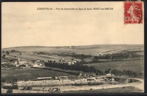 AK Lérouville, Port de Lérouville et dans le fond, Pont-sur-Meuse