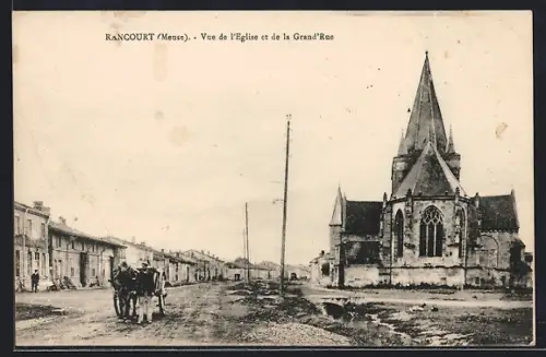 AK Rancourt /Meuse, Vue de l`Église et de la Grand`Rue
