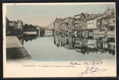 AK Verdun, Vue Générale sur le Quai de la République