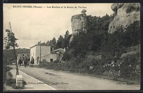 AK Saint-Mihiel /Meuse, Les Roches et la Route de Verdun
