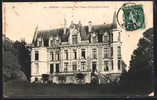 AK Stenay, Le Château des Tilleuls, Vue prise du Parc