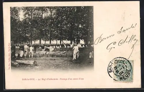 AK Bar-le-Duc, 94e Régiment d`Infanterie, Passage d`un cours d`eau