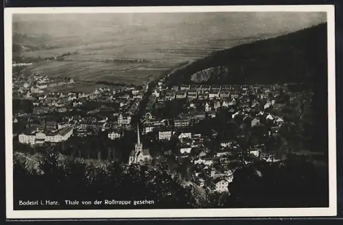 AK Thale /Bodetal, Thale von der Rosstrappe gesehen