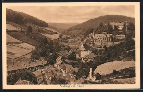 AK Stolberg / Harz, Ansicht von Süden mit Schloss und Stadtpanorama