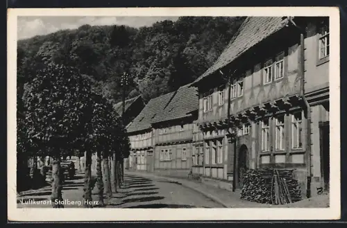 AK Stolberg /Harz, Rittergasse mit Fachwerkhäusern