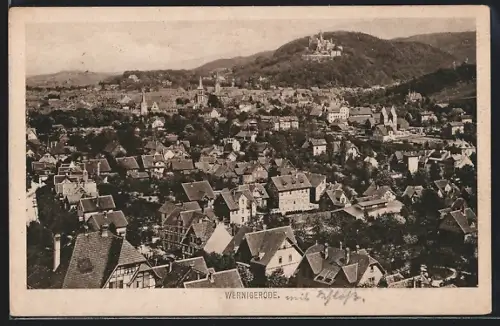 AK Wernigerode, Stadtansicht mit Schloss