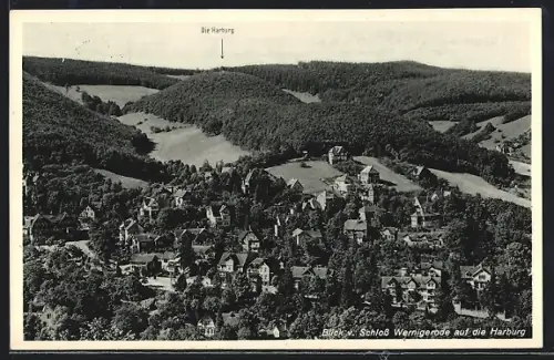 AK Wernigerode, Blick vom Schloss Wernigerode auf die Harburg