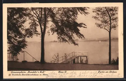 AK Malente-Gremsmühlen, Genesungsheim Ramdohr`s Ruh, Haus II, Partie am Dieksee