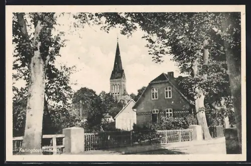AK Fallingbostel, Kirche, Wohnhäuser, Strassenansicht