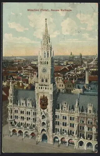 AK München, Neues Rathaus mit Totalansicht