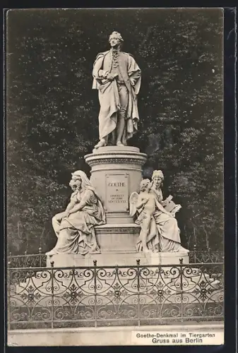 AK Berlin-Tiergarten, Goethe-Denkmal im Grossen Tiergarten