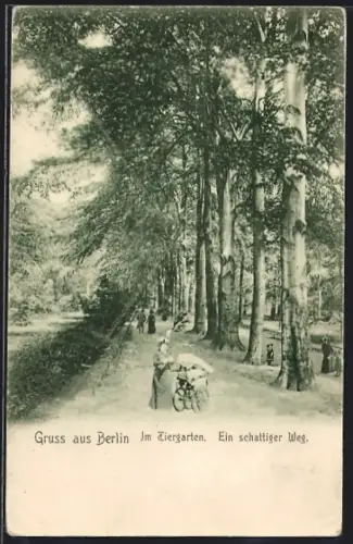 AK Berlin, Schattiger Weg im Tiergarten