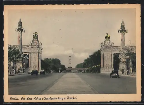 AK Berlin, Blick über die Charlottenburger Brücke auf die Siegessäule