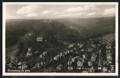 AK Blankenburg am Harz, Ortsansicht aus der Vogelschau
