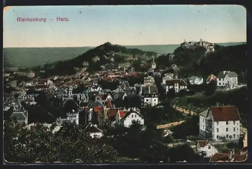 AK Blankenburg /Harz, Stadtansicht mit Schloss und Umgebung