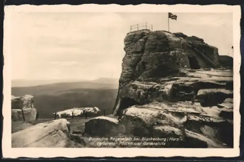 AK Blankenburg /Harz, Burgruine Regenstein, Verlorener Posten und Generalsitz, 