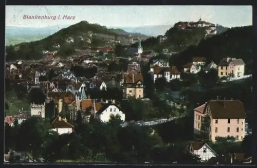 AK Blankenburg i. Harz, Ortsansicht aus der Vogelschau