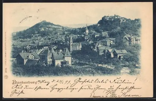 AK Blankenburg / Harz, Stadtansicht mit Kirche