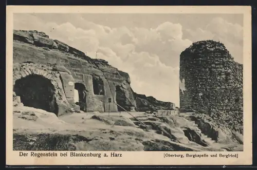 AK Blankenburg a. Harz, Regenstein, Oberburg, Burgkapelle und Bergfried