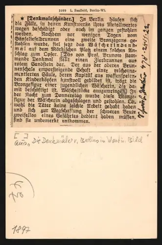 AK Berlin, Die Wäscherin von L. Brunow am Märkischen Platz