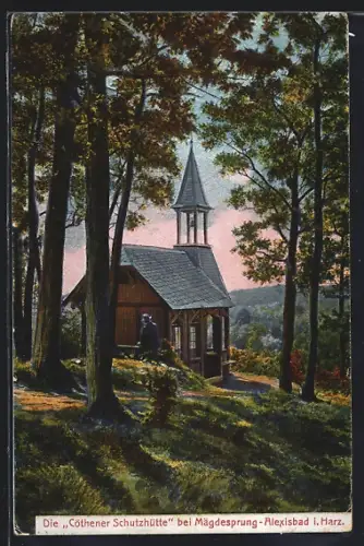 AK Alexisbad i. Harz, Cöthener Schutzhütte bei Mägdesprung