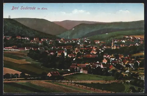 AK Bad Suderode im Harz, Ortsansicht mit Kirche