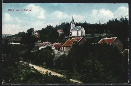 AK Schierke, Blick auf Ort und Kirche
