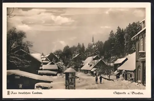 AK Schierke a. Brocken, Ortsansicht im Winter